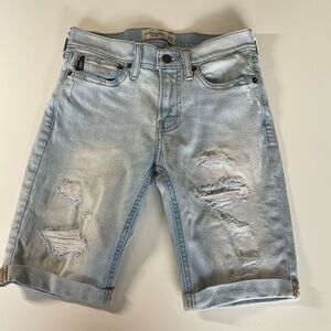 Abercrombie Kids Light Blue Distressed Denim Shorts/Jorts Size 9/10 Boys